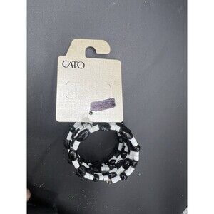 Cato Black White Beaded Wrap Bracelet Acrylic Memory Wire Stretch New